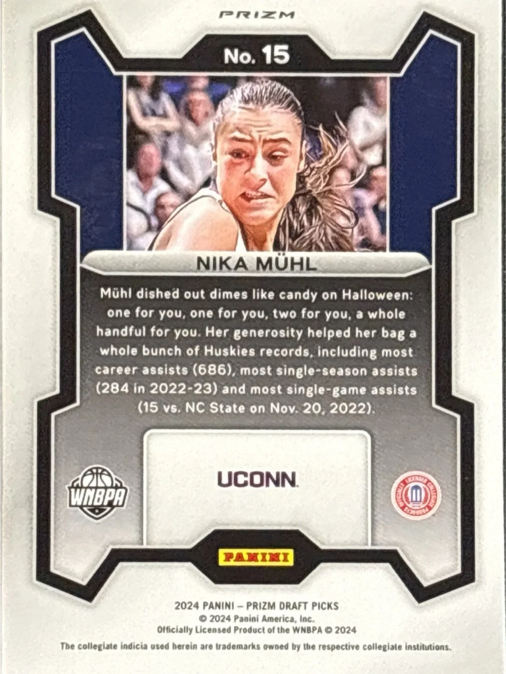 Panini Prizm Nika Mühl UConn Rookie Basketball Card -